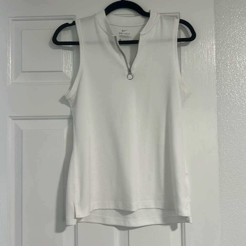 Nike dri-fit zippered white tank size S